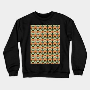 Peach, Yellow, and Green Bubble Flowers Seamless Pattern 1970s Inspired Crewneck Sweatshirt